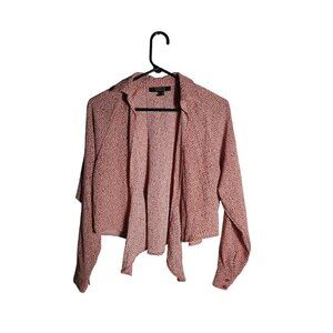 Forever 21 Contemporary Leaves Print Top Red X-Small